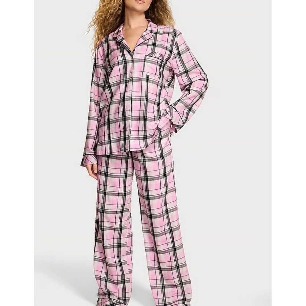 Victoria's Secret Pink‎ Plaid Flannel Long Pajama Set Large New With Tags